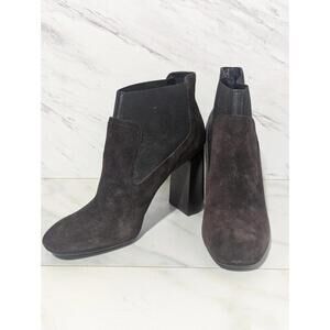 Tod's Women's Brown Suede Solid Chunky Heel Pull-On Ankle Boots Size 39.5